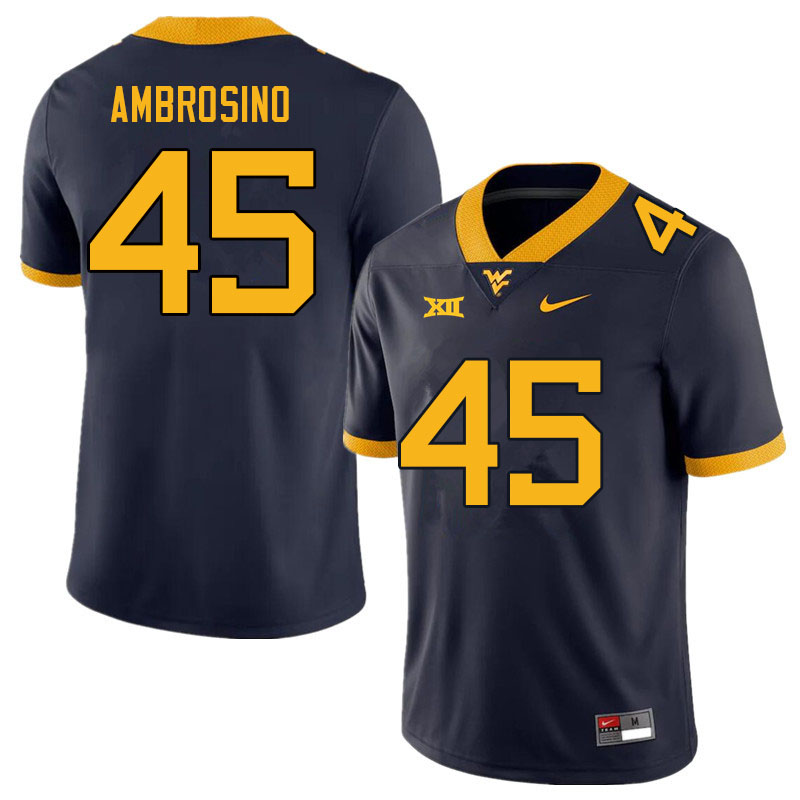 NCAA Men's Derek Ambrosino West Virginia Mountaineers Navy #45 Nike Stitched Football College Authentic Jersey TI23X72GR